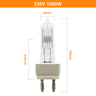 Màn hình quang học Đèn Halogen kết thúc đơn Đèn thạch anh 230v 1000w Bóng đèn G22