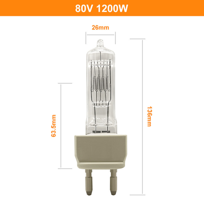 Ánh sáng G22 Bóng đèn halogen đầu cuối đơn 80v 1200w Bóng đèn halogen kim loại 3250k