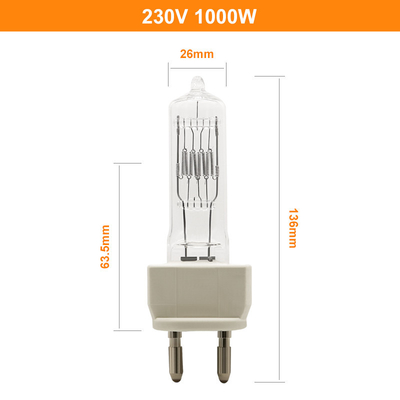 230v 1000w Bóng đèn Halogen một đầu kết thúc chiếu sáng Studio Phim chiếu sáng Đèn chiếu phim 300h