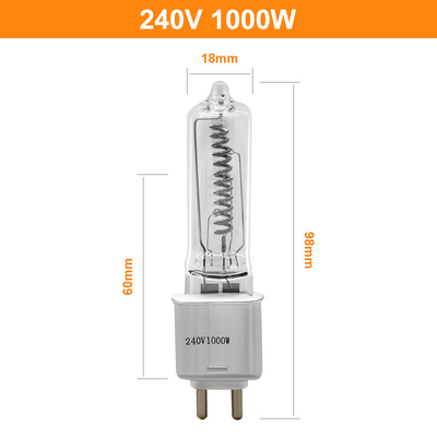 240V 1000W G9.5 Bóng đèn Halogen Bipin Sưởi ấm hồng ngoại Bóng đèn chiếu phim 98mm